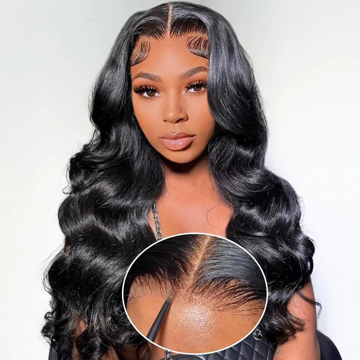 Daveila Body Wave Glueless Wig Human Hair Pre Plucked Pre Cut Glueless Lace Front Wig Ready to Wear 6x4 Body Wave Closure Wig Human Hair with Natural Hairline 180% Density 20 Inch Bleached Knots