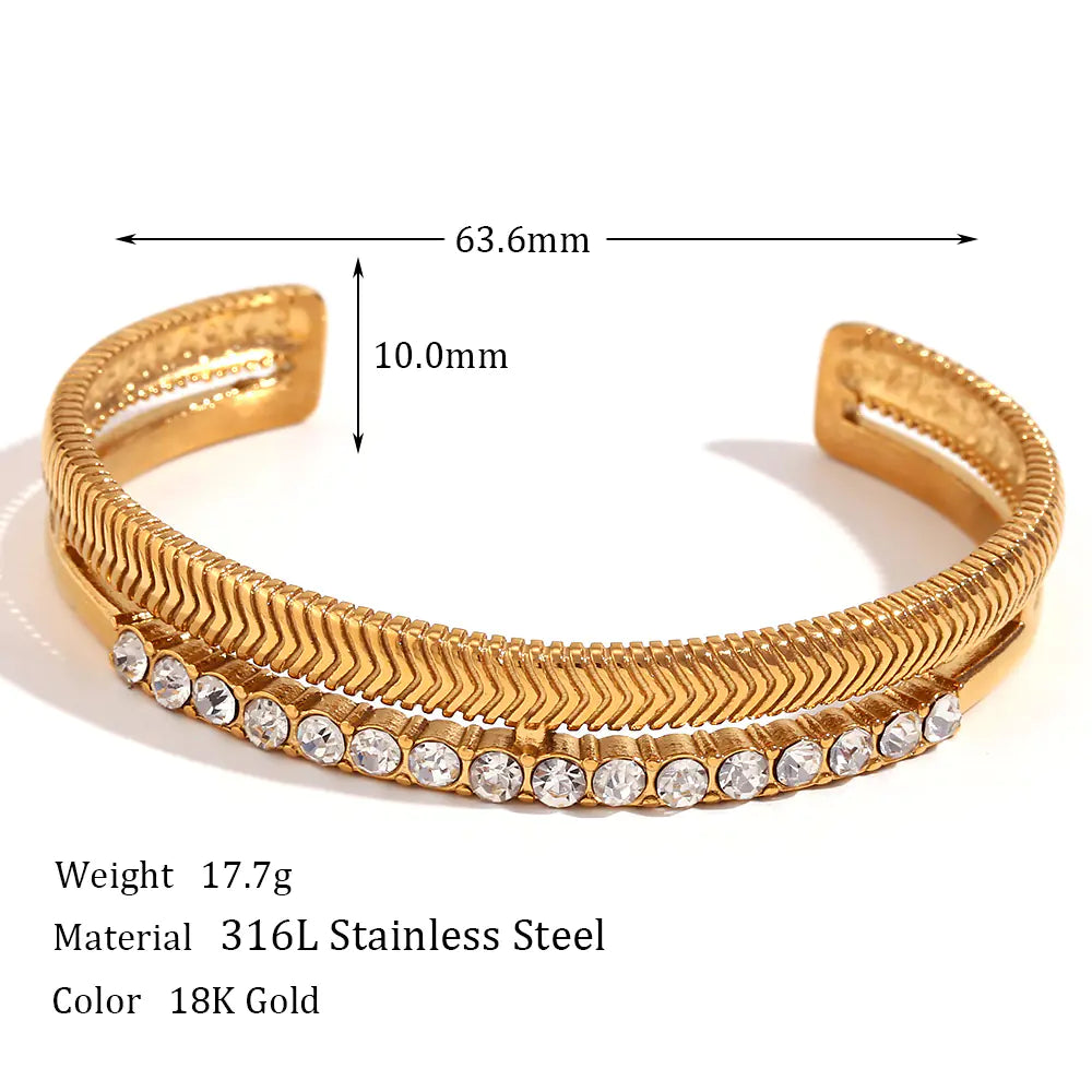 Double Layer Fishbone Pattern Bracelet in Titanium Steel