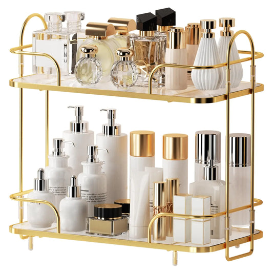 Oifecsie Bathroom Organizer Countertop 2 Tier Cosmetic Skincare Perfume Organizer Bathroom Counter Makeup Perfume for Dresser Vanity Tray Kitchen Spice Rack for Storage Shelf