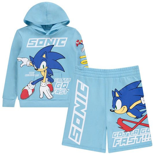 FREEZE Boys Sonic The Hedgehog Hoodie and Shorts 2-Piece Set - Sonic Shorts and Hoodie Clothing Set