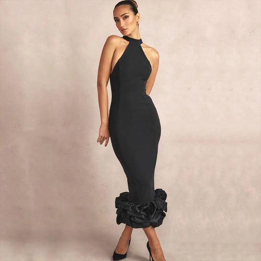 Elegant Sleeveless Cascading Skirt Party Dress