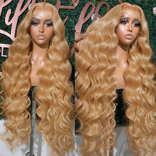 ediere Honey Blonde HD Lace Front Wig Human Hair 13x4 Blonde Lace Front Human Hair Wig For Women 27# Blonde Body Wave Wig Honey Blonde Wig Human Hair Free Part With Baby Hair 180% Density 20Inch
