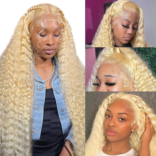 SIYUSI Blonde Wig Human Hair Pre Plucked with Baby Hair 613 13x6 lace front wig human hair 28inch 180% Density HD Lace Frontal Wig Transparent Deep Wave Lace Front Wig