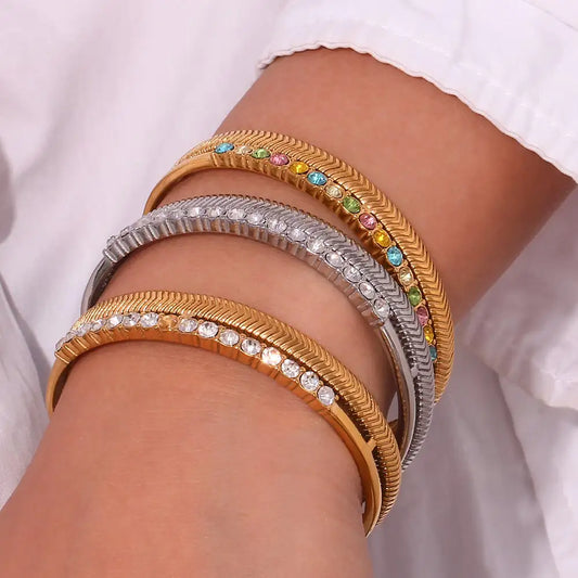 Double Layer Fishbone Pattern Bracelet in Titanium Steel