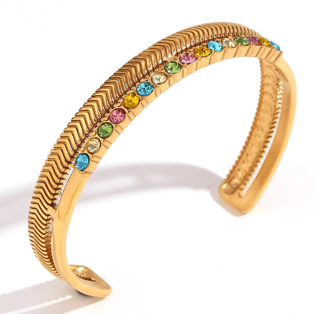 Double Layer Fishbone Pattern Bracelet in Titanium Steel