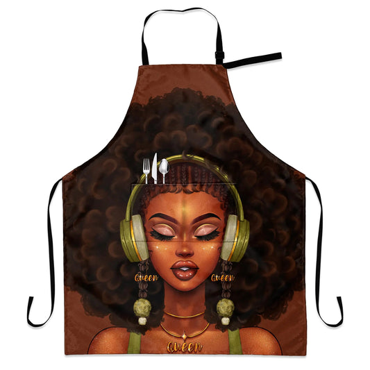 OECTVD Aprons For Women With Pockets African American Bib Aprons Black Women Adjustable Cooking Kitchen Chef Aprons For Women